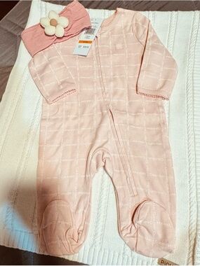 Calvin Klein Light Pink Baby Footed One-Piece with Logo